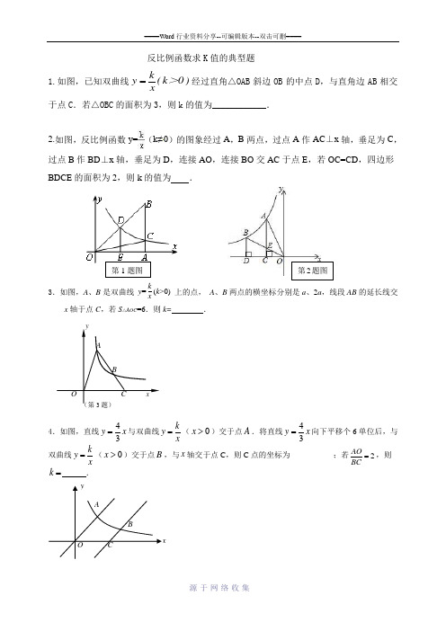 反比例函数求K值的典型题