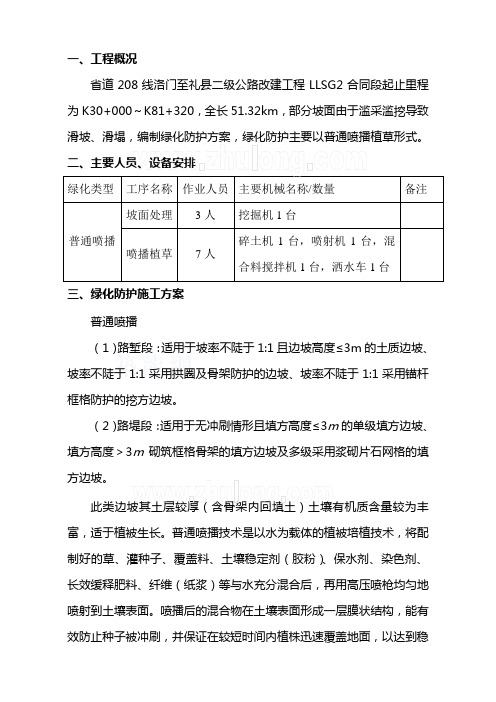 路基边坡防护绿化工程施工方案 2