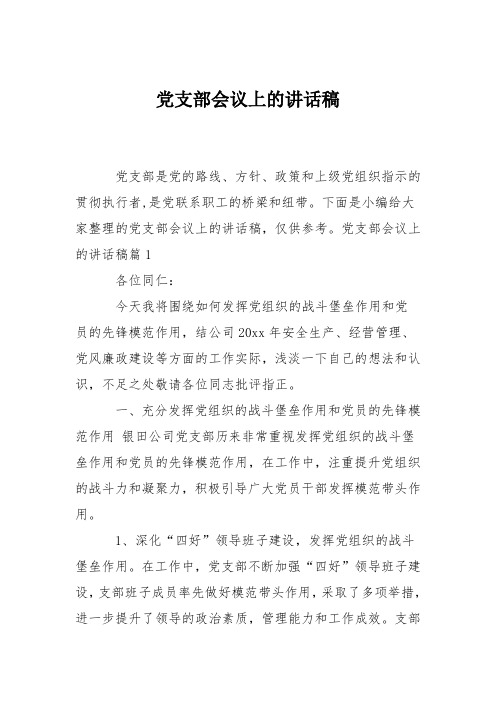 党支部会议上的讲话稿