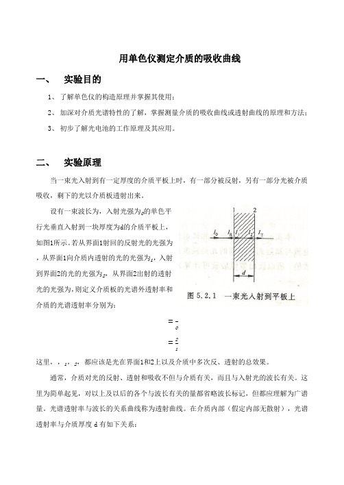 用单色仪测定介质的吸收曲线