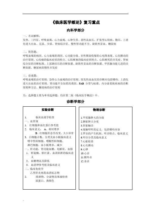 《临床医学概论》复习重点