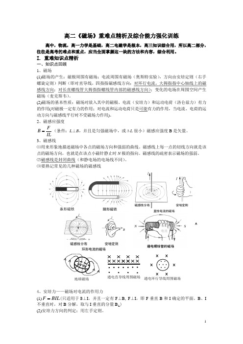 高二物理《磁场》重难知识点解析及综合能力精析