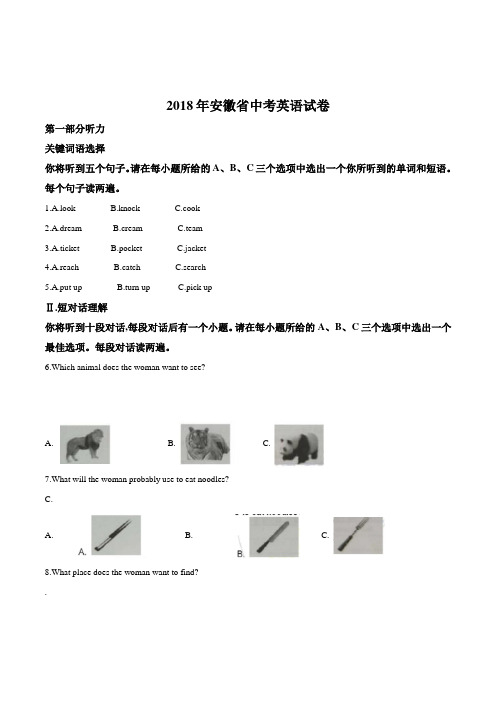 2018年安徽省中考英语试卷(解析版)