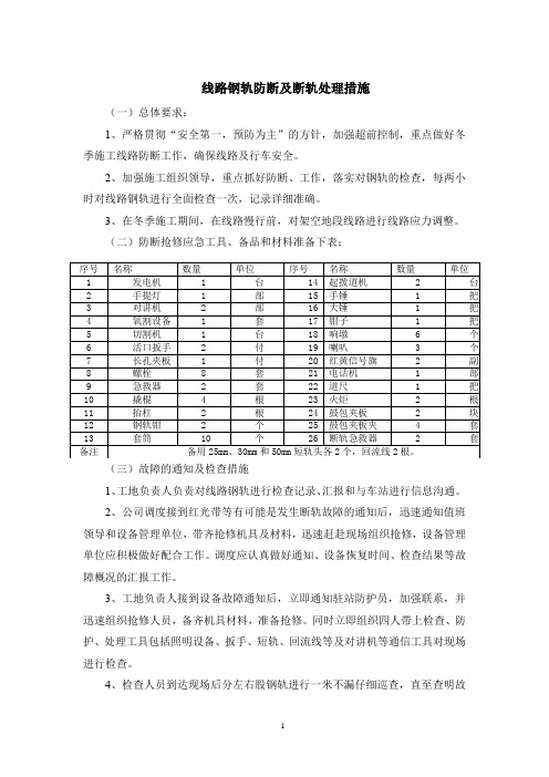 线路钢轨防断及断轨处理措施