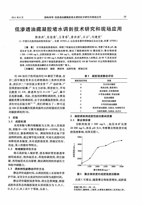 低渗透油藏凝胶堵水调剖技术研究和现场应用