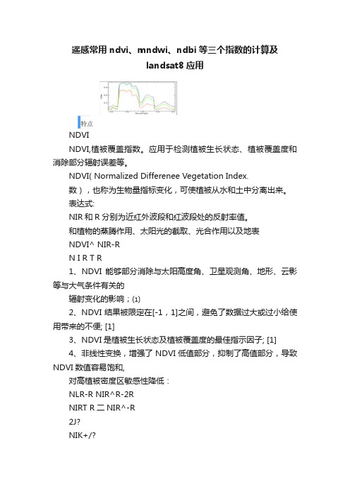 遥感常用ndvi、mndwi、ndbi等三个指数的计算及landsat8应用