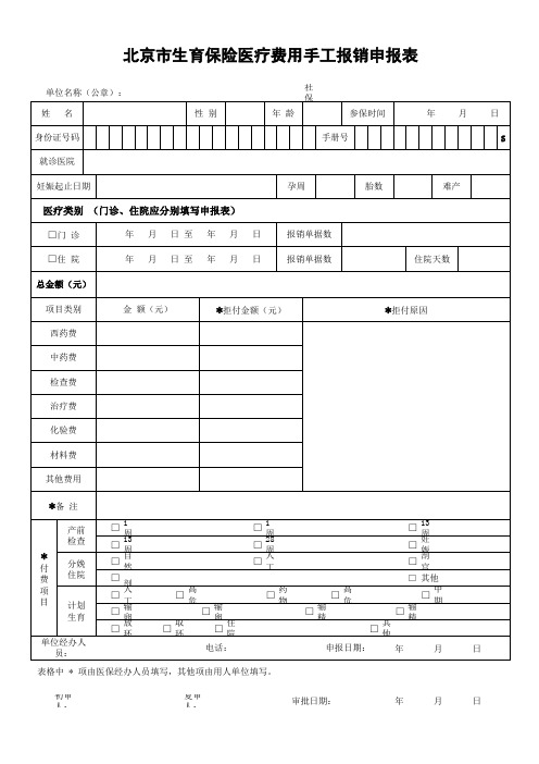 生育医疗申报表填写攻略