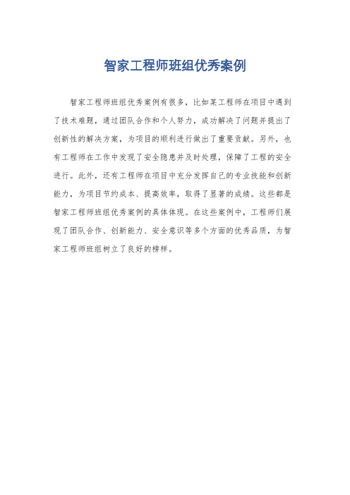 智家工程师班组优秀案例