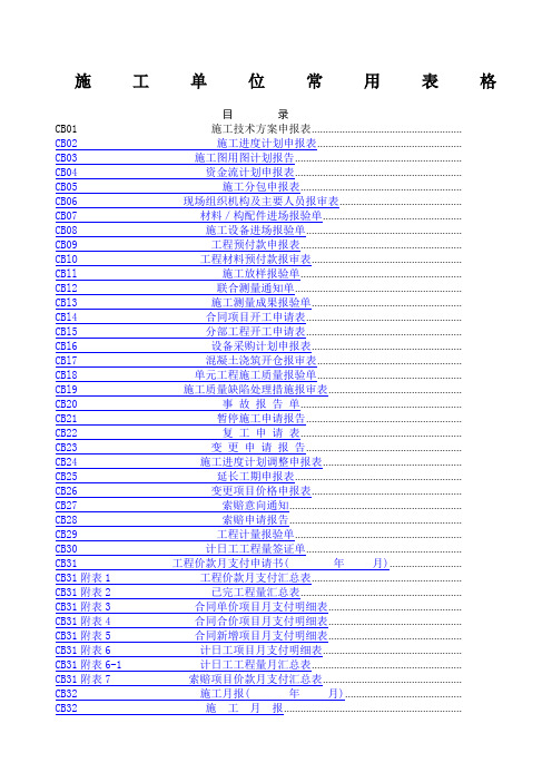 施工单位常用表格