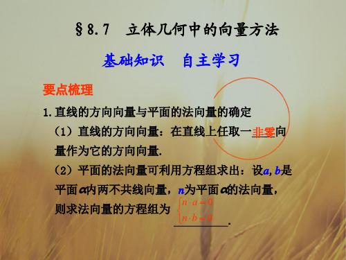 最新-2018届高考数学一轮复习 87 立体几何中的向量方法课件 新人教A版 精品 