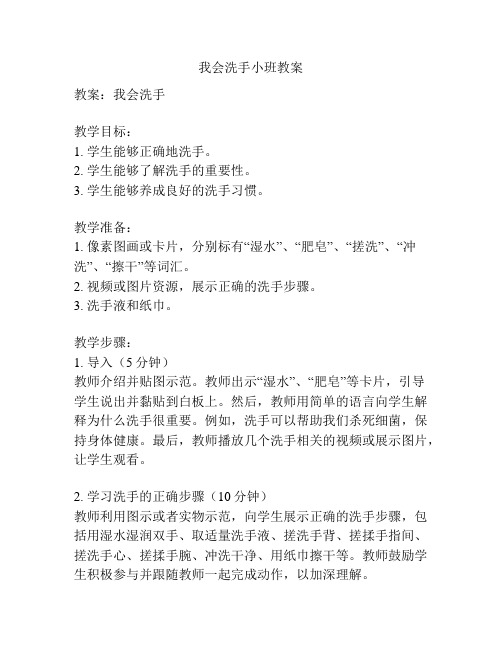 我会洗手小班教案