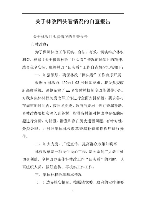 关于林改回头看情况的自查报告