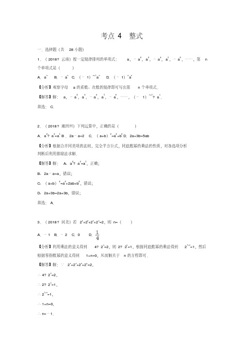 2018中考数学试题分类汇编考点4整式含解析_14-精品