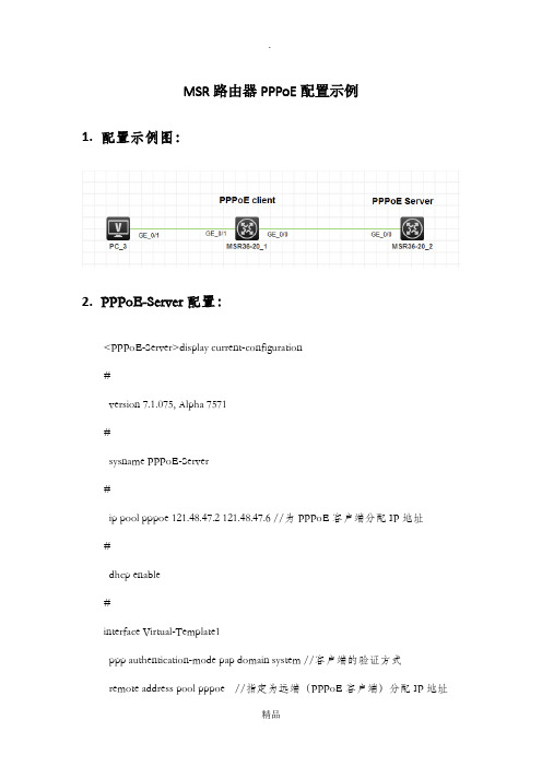 H3C V7 MSR路由器 拨号上网配置 PPPoE配置示例