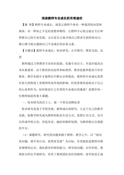 教师专业成长的有效途径