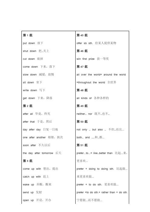 人教版初中七八九年级英语固定搭配总结