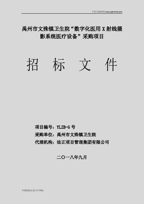 镇卫生院数字化医用X射线摄影系招投标书范本