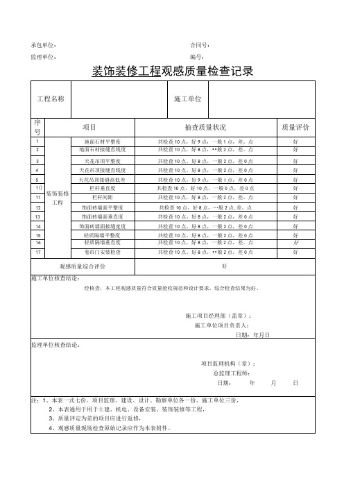 装饰装修工程观感质量检查记录