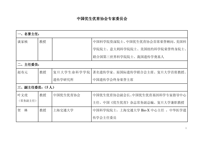 中国优生优育协会专家委员会中国优生优育协会专家委员...