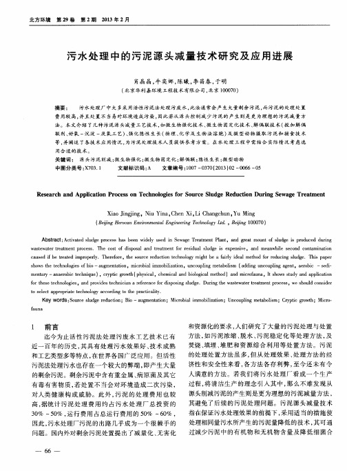 污水处理中的污泥源头减量技术研究及应用进展