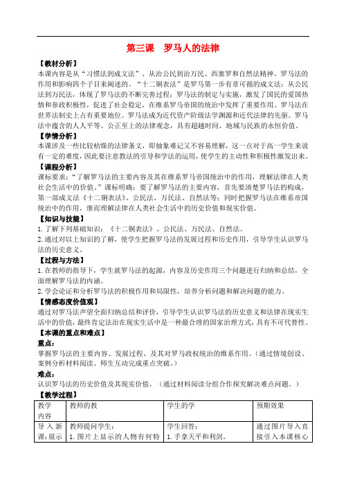 浙江省湖州市湖州中学高中历史 专题六 罗马人的法律教