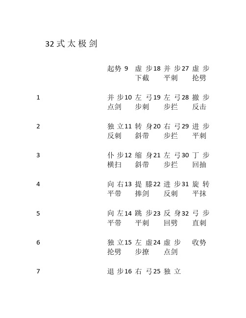 32式、42式、武当、吴式36式太极剑谱.