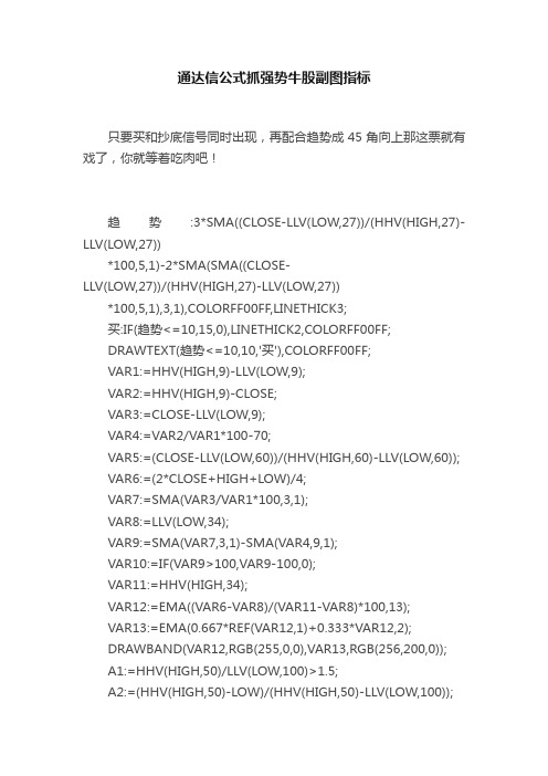 通达信公式抓强势牛股副图指标