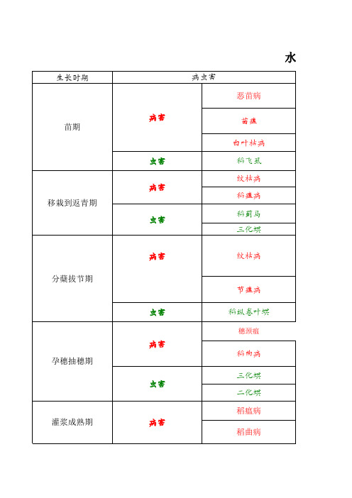 水稻各时期病虫害防治