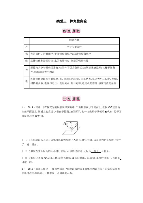 安徽省2020年中考物理总复习专题三实验题类型三探究性实验