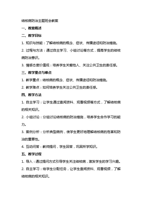 结核病防治主题班会教案