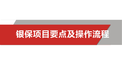 银保网点项目要点及操作流程