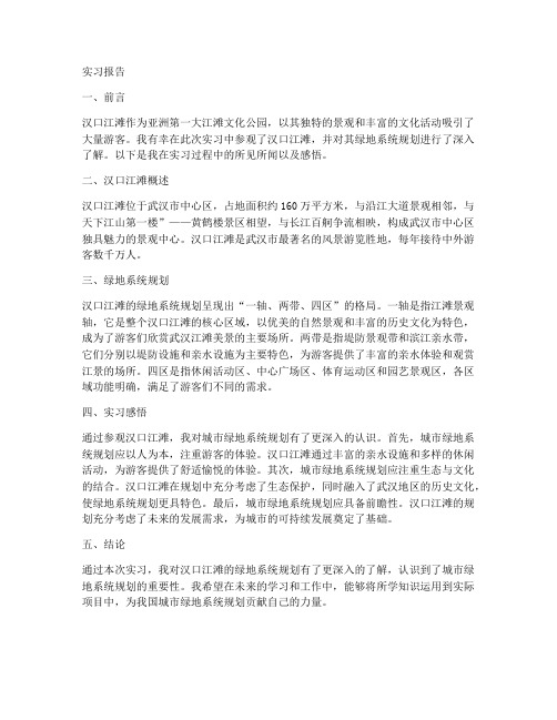 汉口江滩实习报告