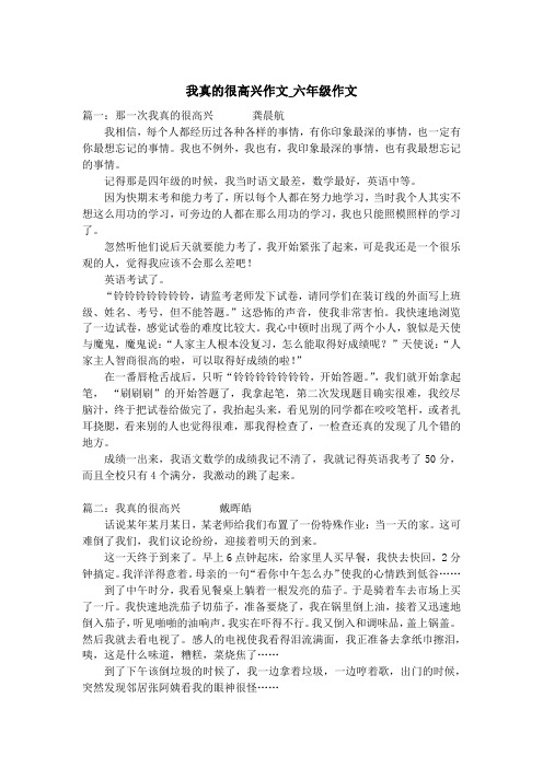 我真的很高兴作文_六年级作文