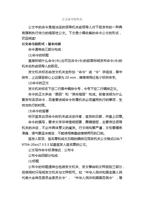 公文命令的形式_公文命令_