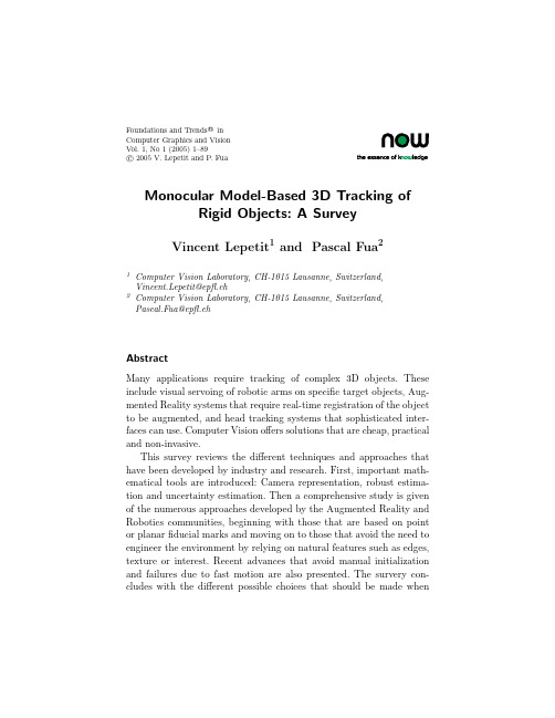 Monocular Model-Based 3D Tracking of Rigid Objects