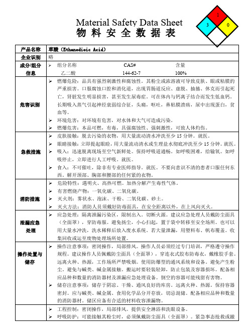 草酸安全技术说明书MSDS