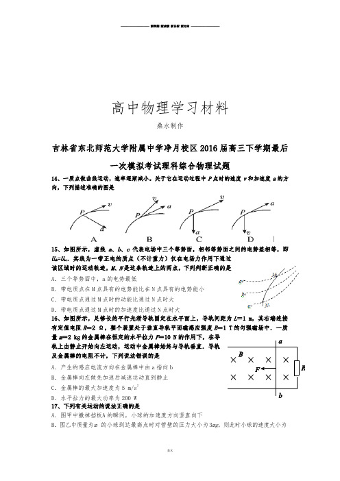 吉林省东北师范大学附属中学净月校区高三下学期最后.docx