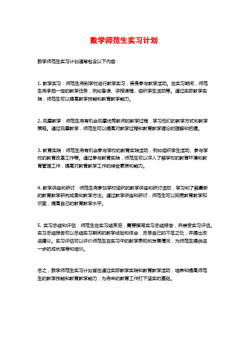 数学师范生实习计划