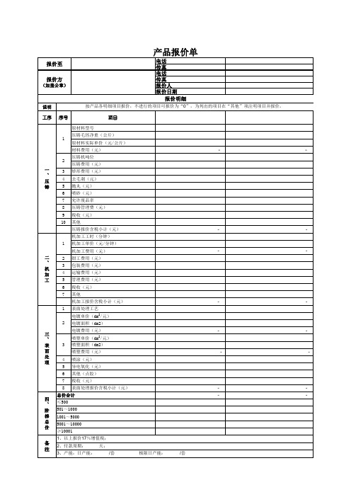 产品报价表(压铸)(3)