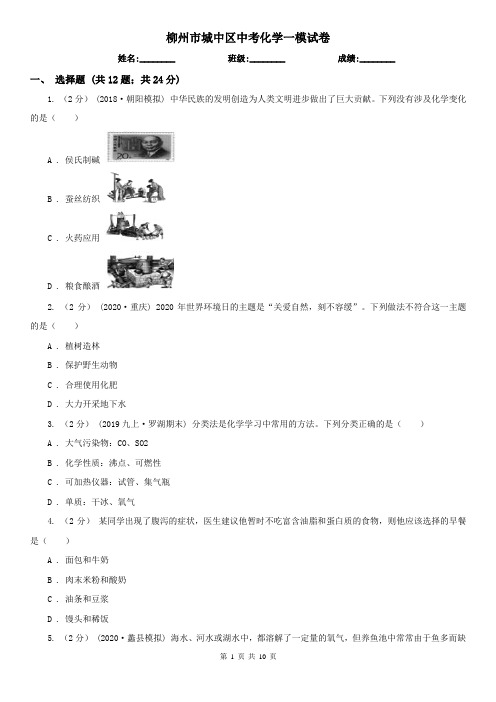 柳州市城中区中考化学一模试卷