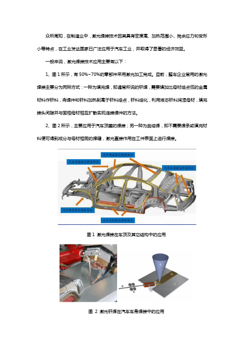 激光填丝焊接技术在汽车制造业的应用