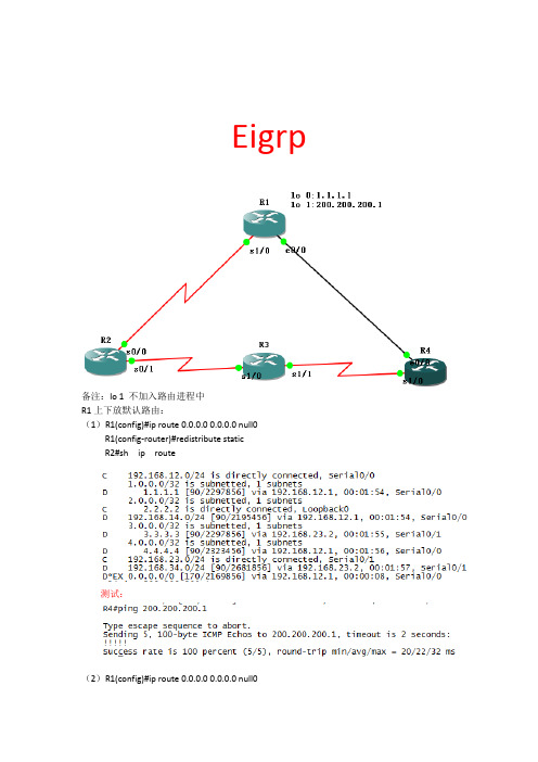 Eigrp下放默认路由和负载均衡