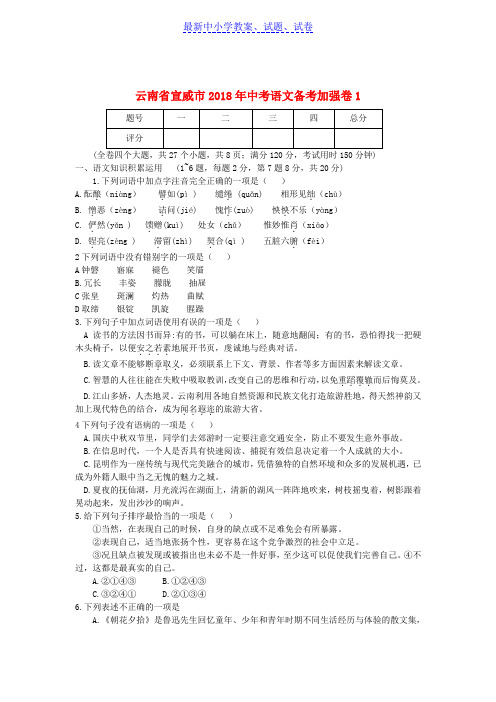 云南省宣威市中考语文备考加强卷1
