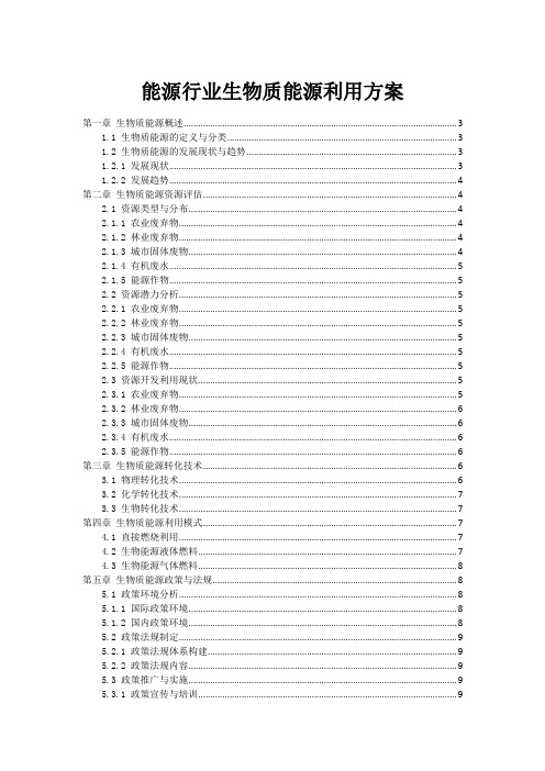 能源行业生物质能源利用方案