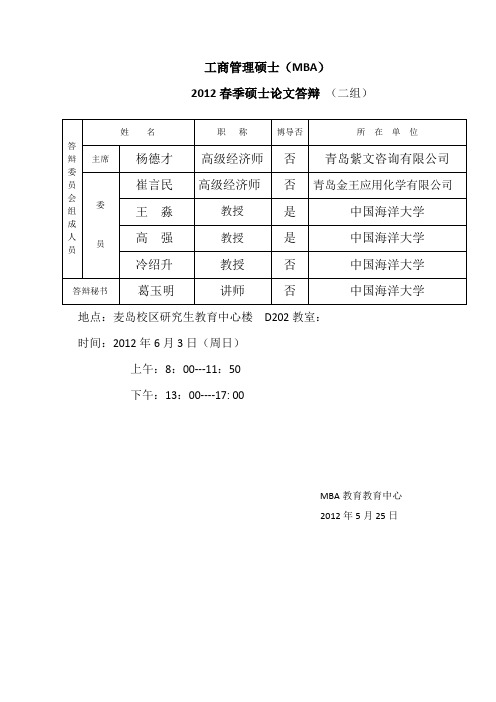 中国海洋大学工商管理硕士(MBA)