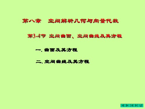 8.3-8.4空间曲面、空间曲线及其方程