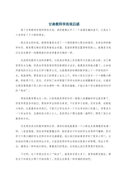 甘肃教师学苑观后感