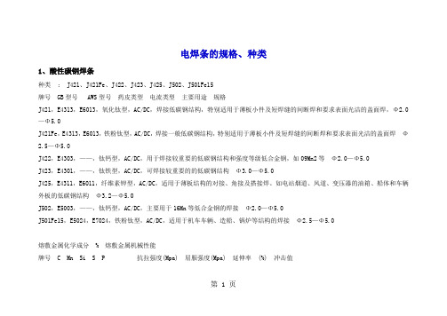 电焊条的规格以及焊接过程中应注意的问题共11页文档