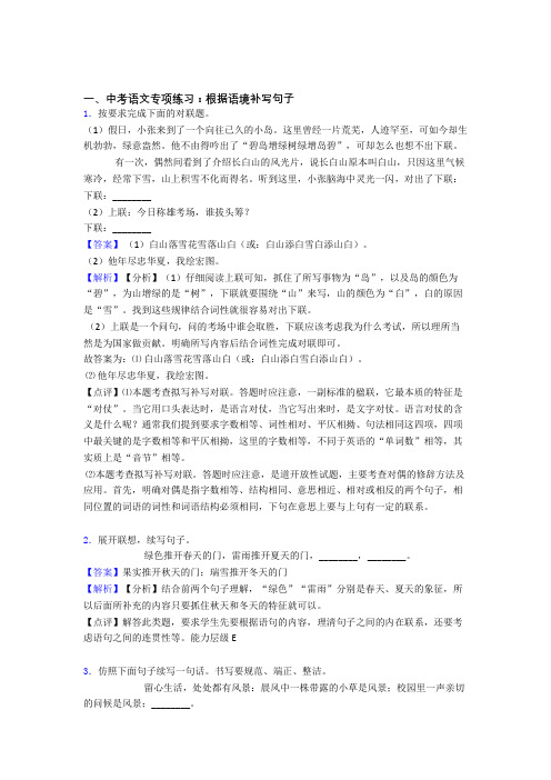 【精品】部编人教版中考 语文根据语境补写句子解题方法和技巧及习题训练