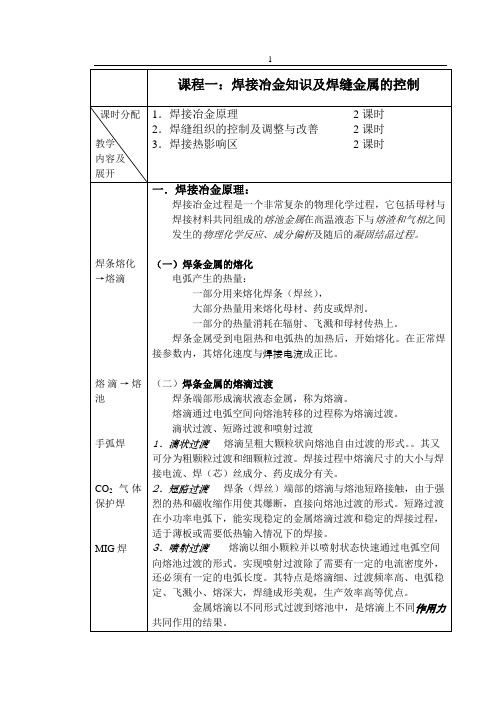 课程一：焊接冶金知识及焊缝金属的控制